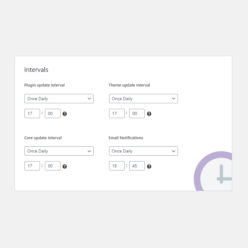 Advanced scheduling options for updating and notifcations