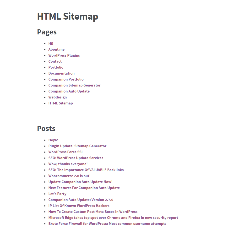 HTML Sitemap