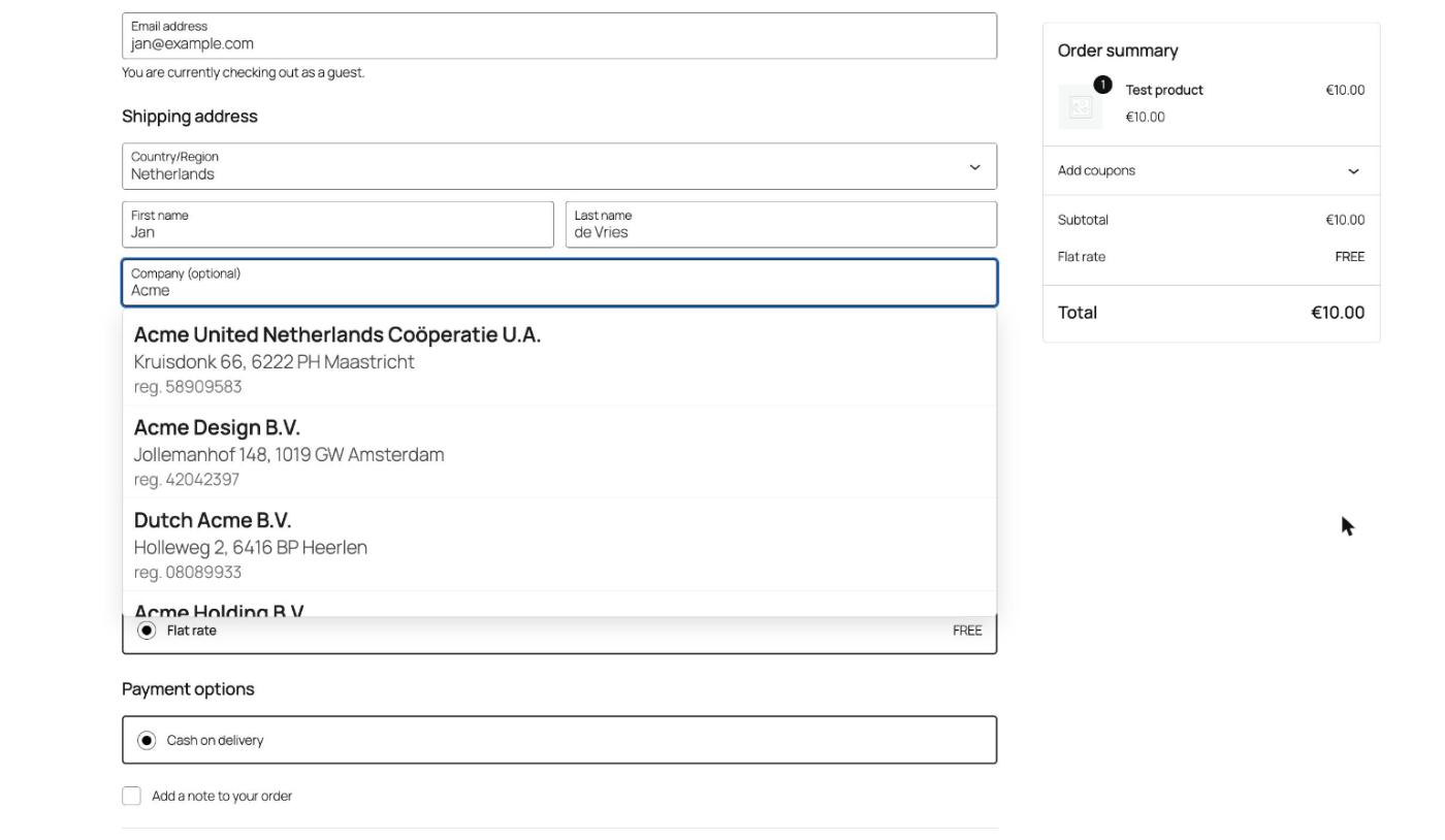 The block-based checkout with the same lookup.