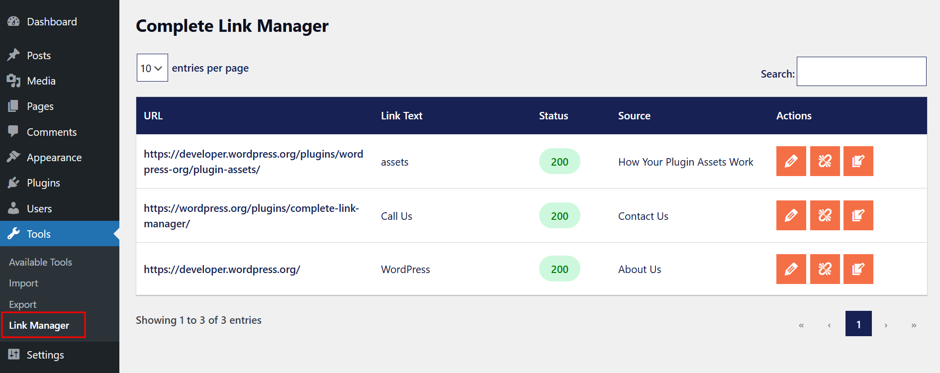 Main Dashboard: View and manage all links from one place.
