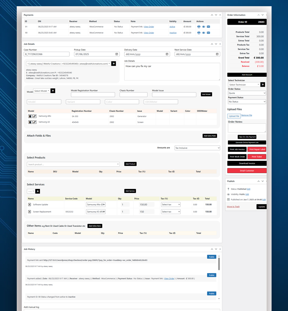 Job management interface