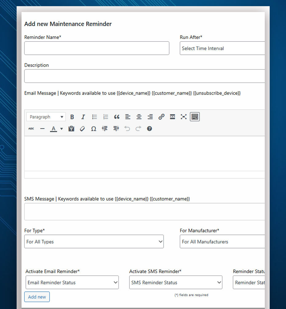 Automated maintenance reminders