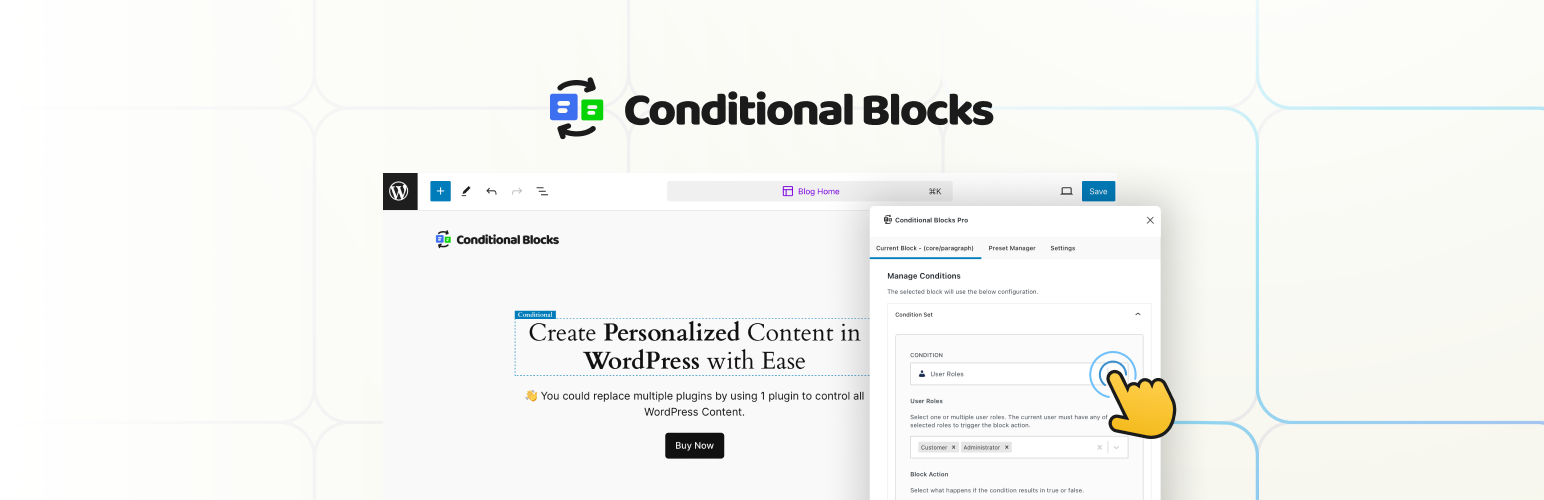 WordPress 外掛 Conditional Blocks – Advanced Content Visibility Control for WordPress 的封面圖片。