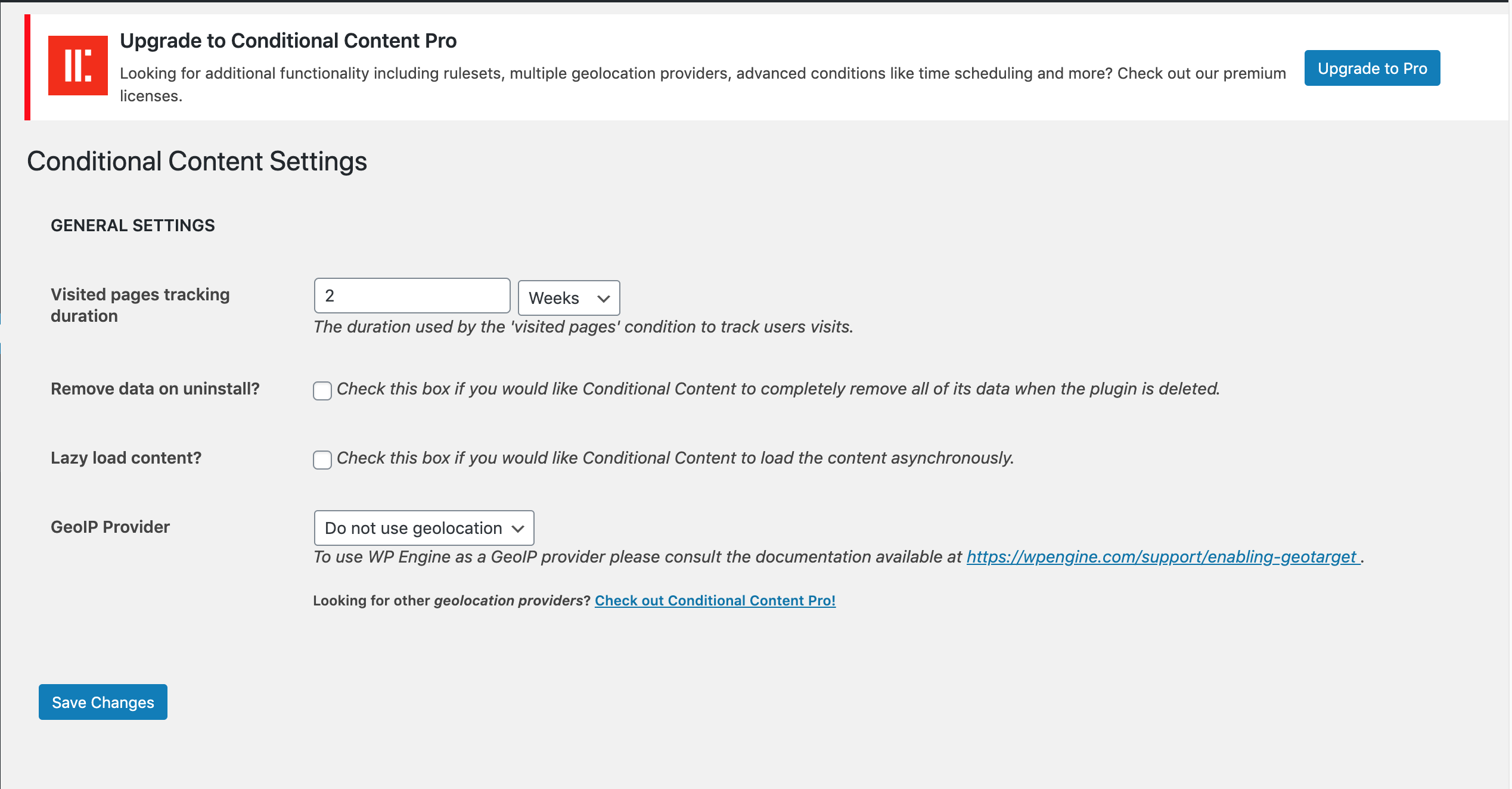 Settings Page