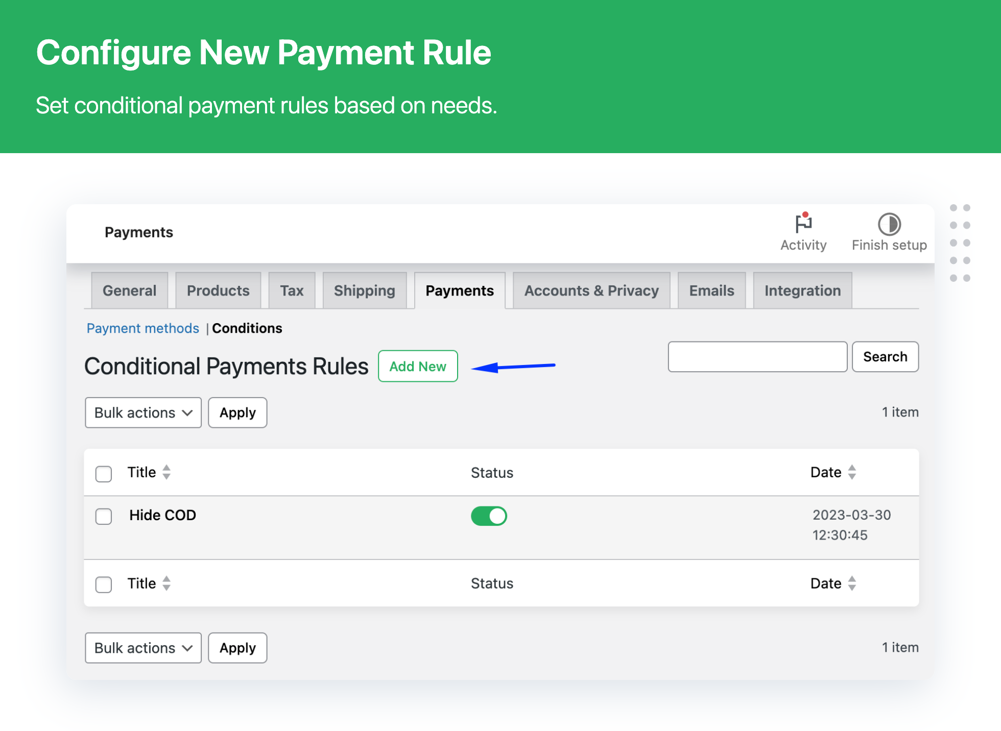 Conditional Payment Methods for WooCommerce