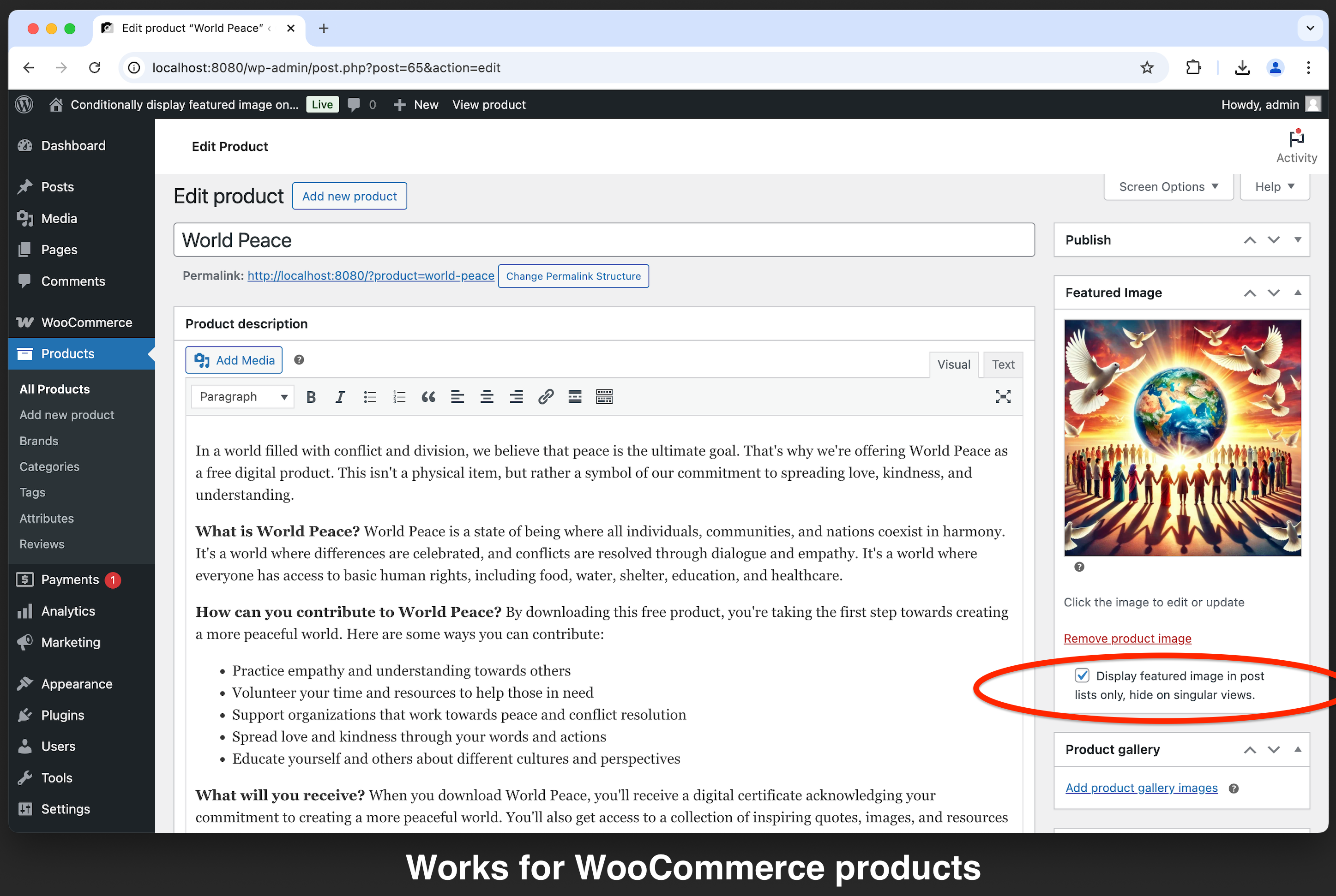 Backend (WooCommerce Product)