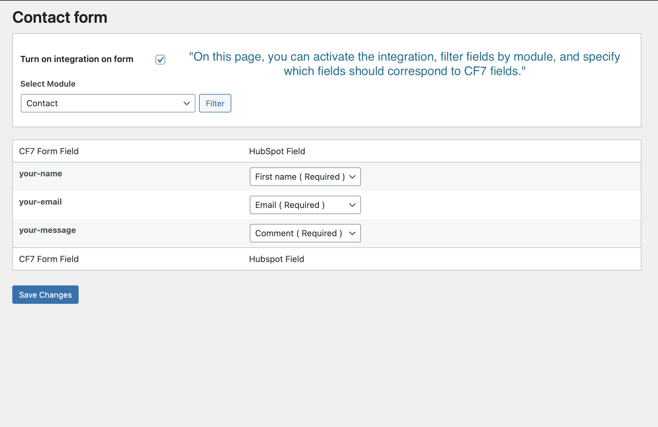 Connect CF7 to HubSpot