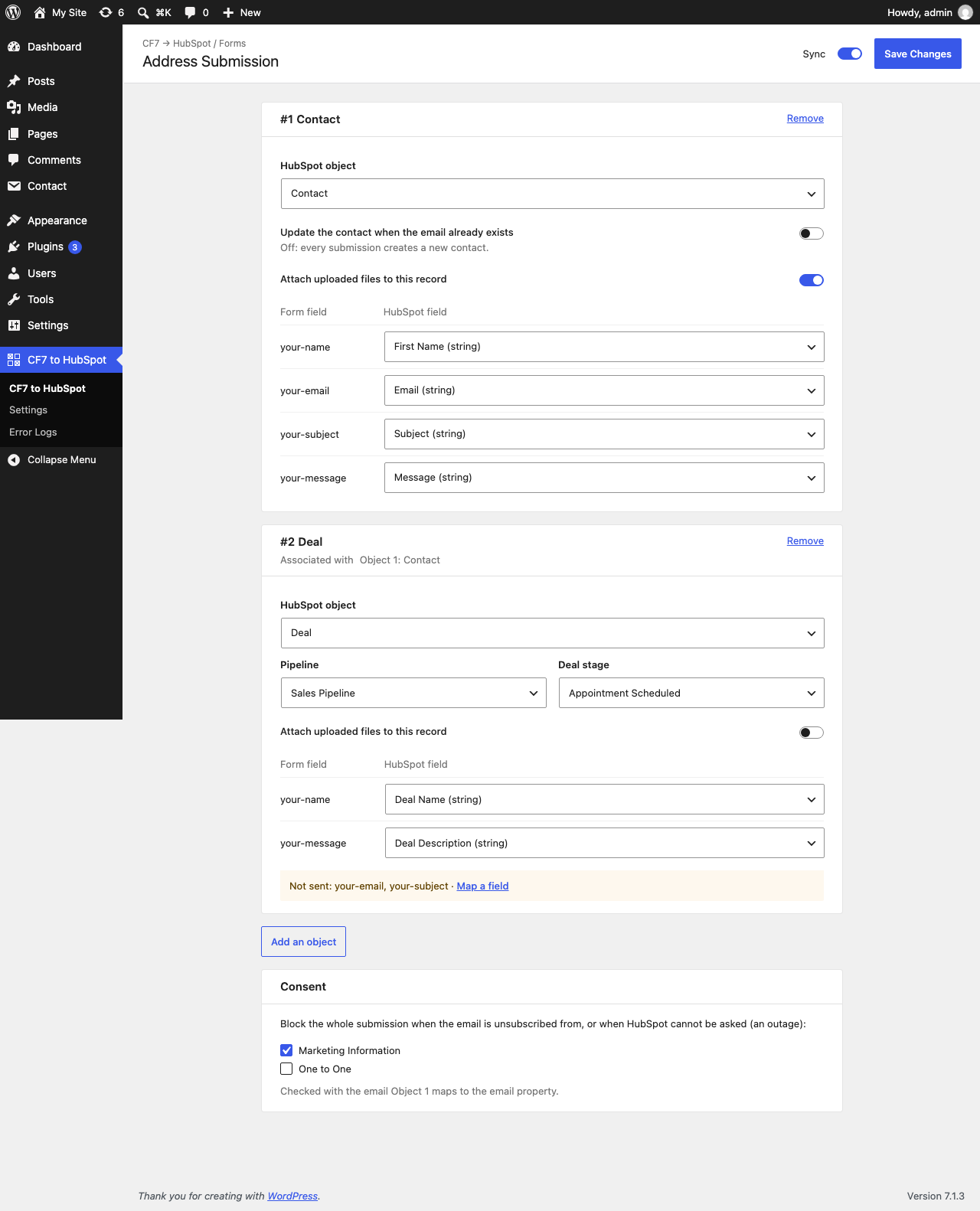 Connect CF7 to HubSpot