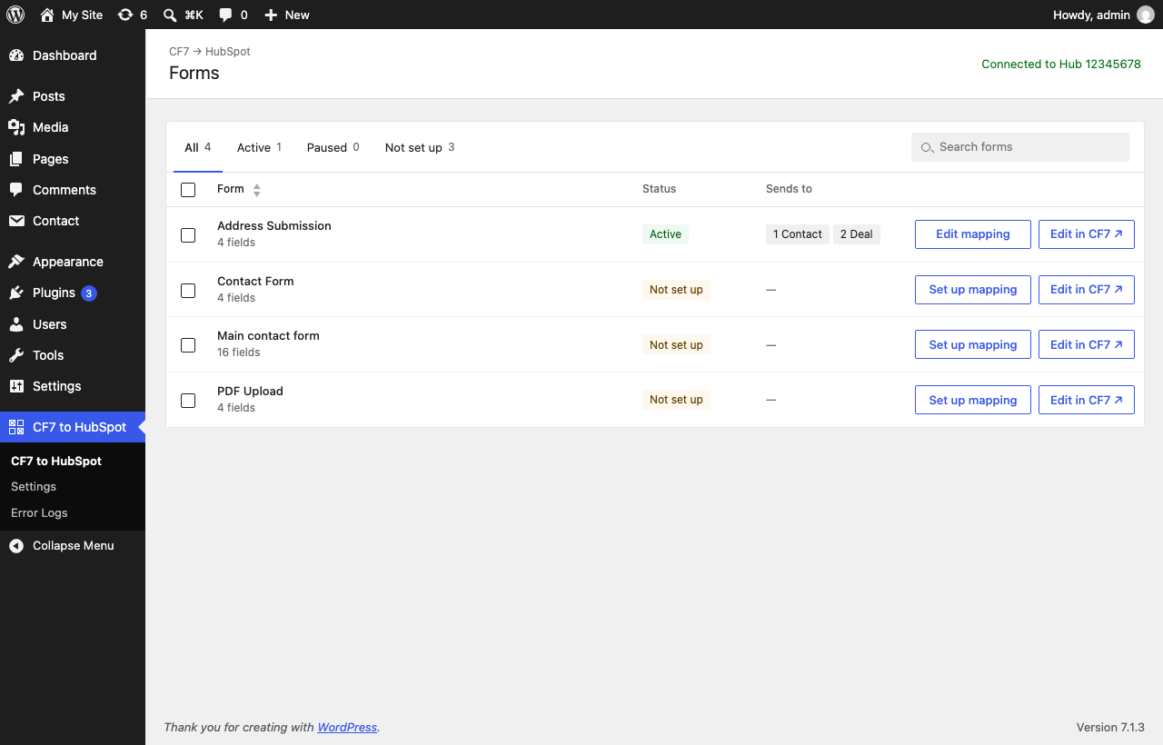 Connect CF7 to HubSpot