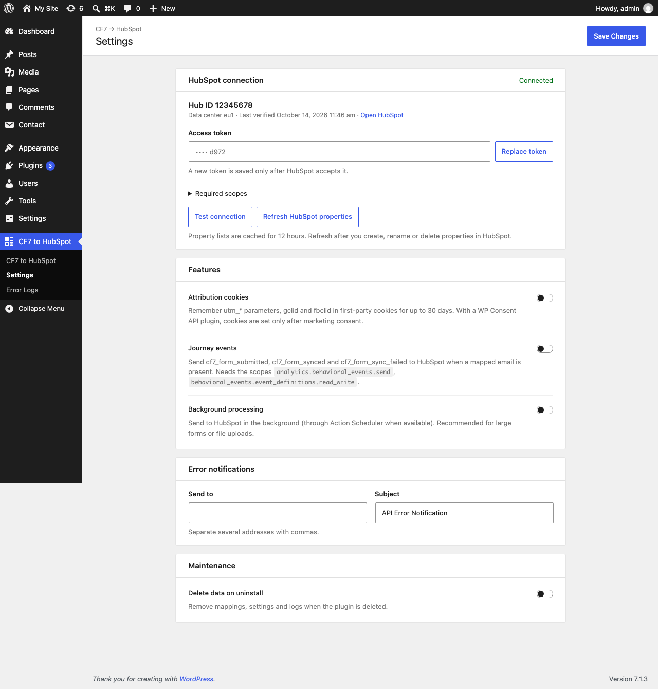 Connect CF7 to HubSpot