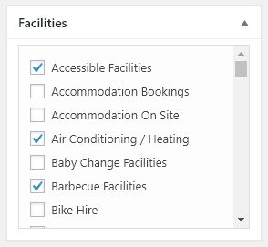 Assign facilities to business directory listing.