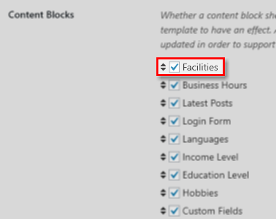 Facility Content Block.