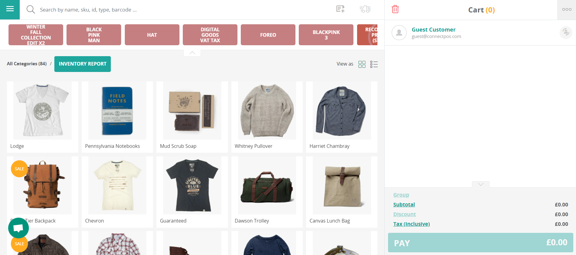 General sell screen for WooCommerce ConnectPOS POS system