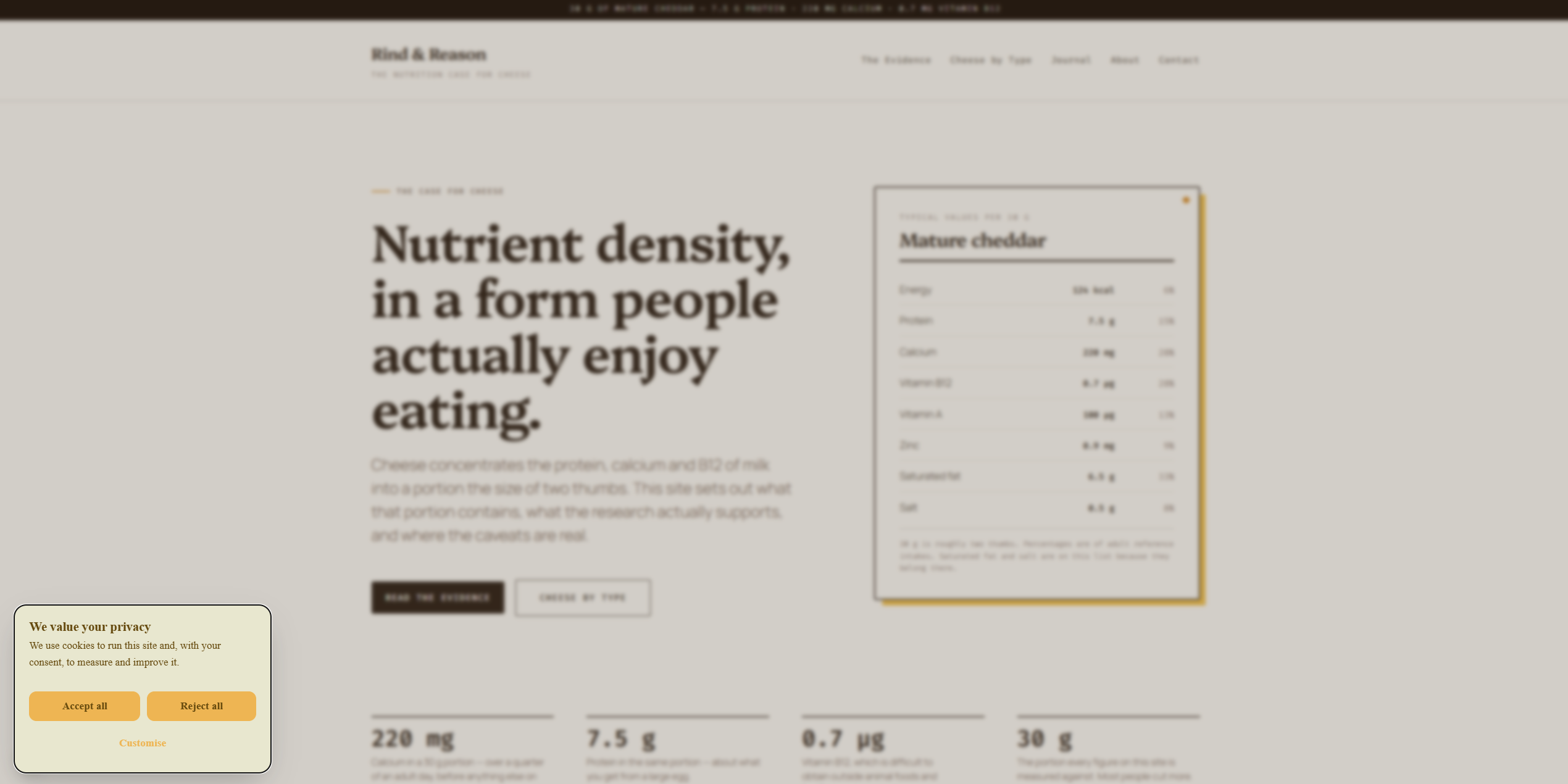 The consent banner on the front end, styled from the ConsentCook dashboard.