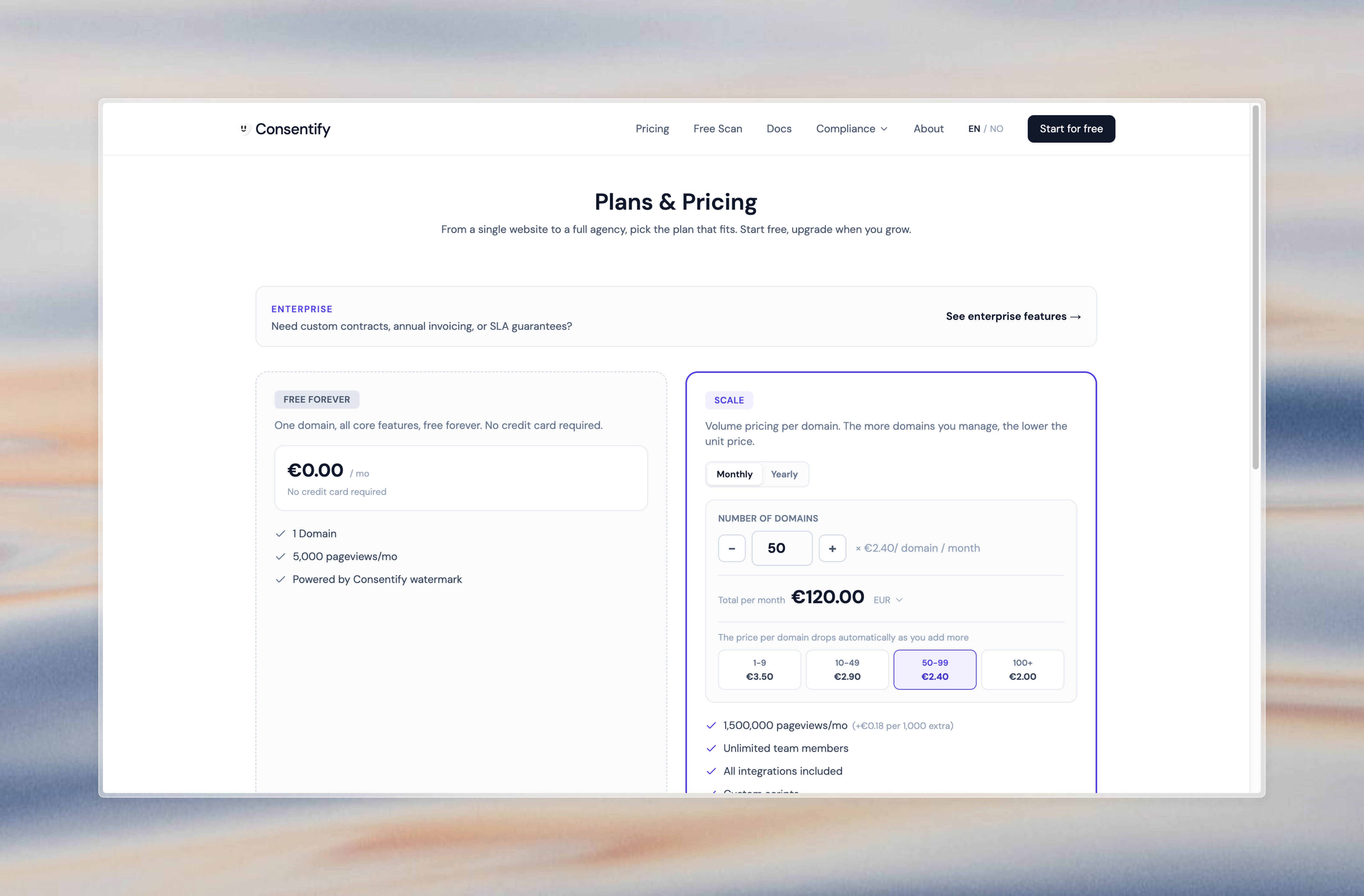 The cookie banner on a live site