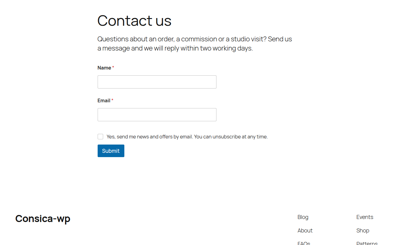 The opt-in takes your form's own style, and is never pre-ticked.