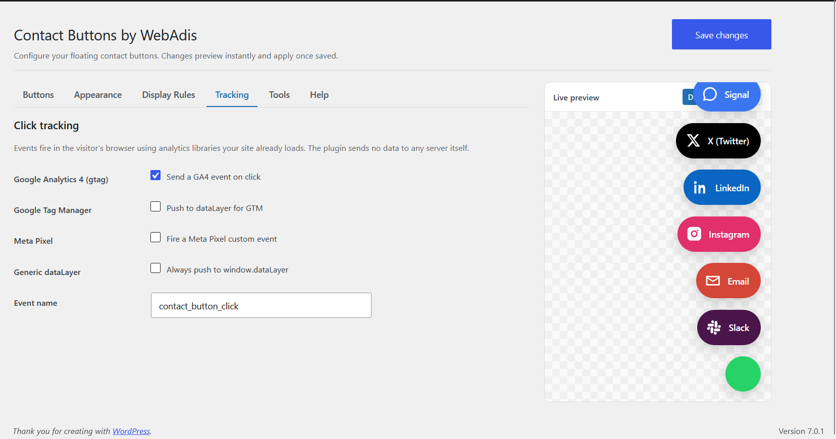 Per-channel button configuration.