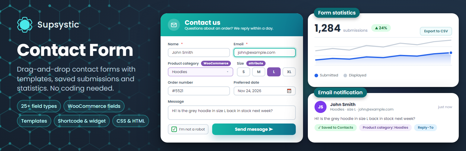Contact Form by Supsystic – Drag & Drop Form Builder with Templates & Form Statistics preview