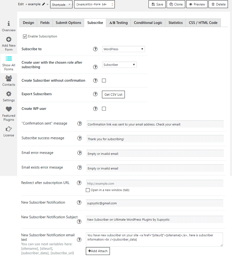 <p>Admin panel, Subscriptions customizing</p>