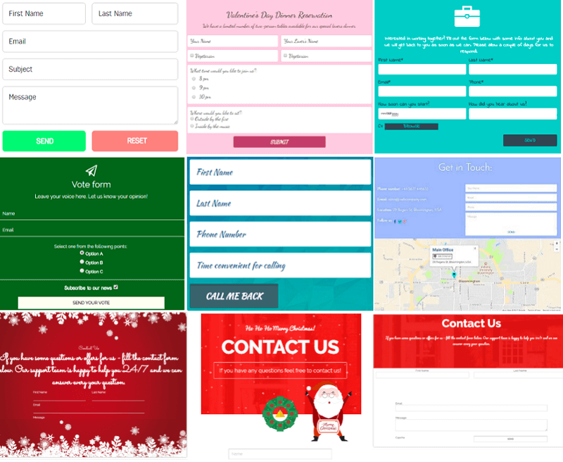 <p>More examples of the Contact Form plugin</p>