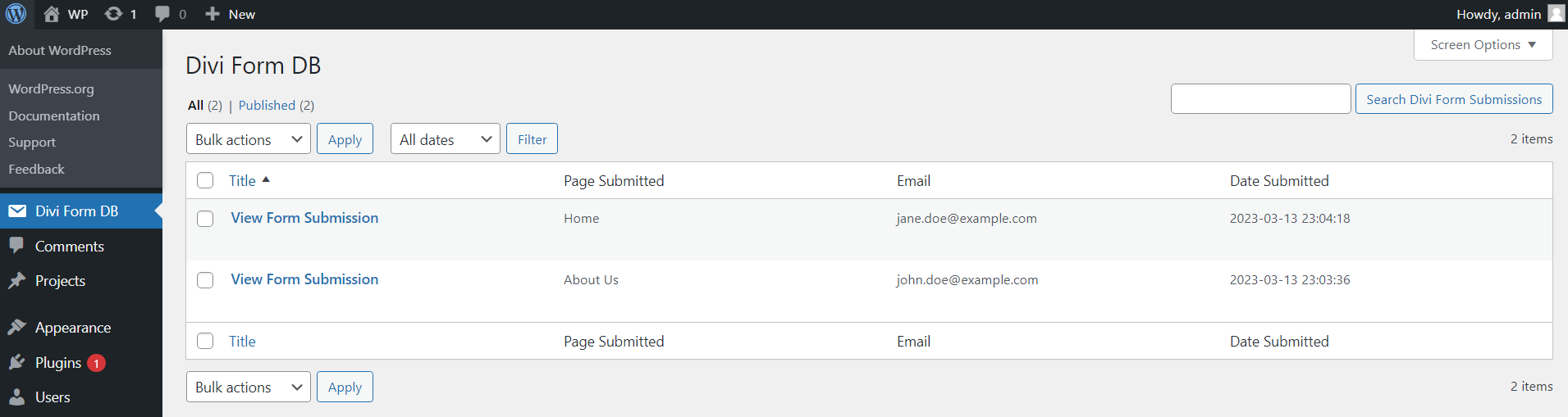 Contact Form DB Divi - Screenshot 1
