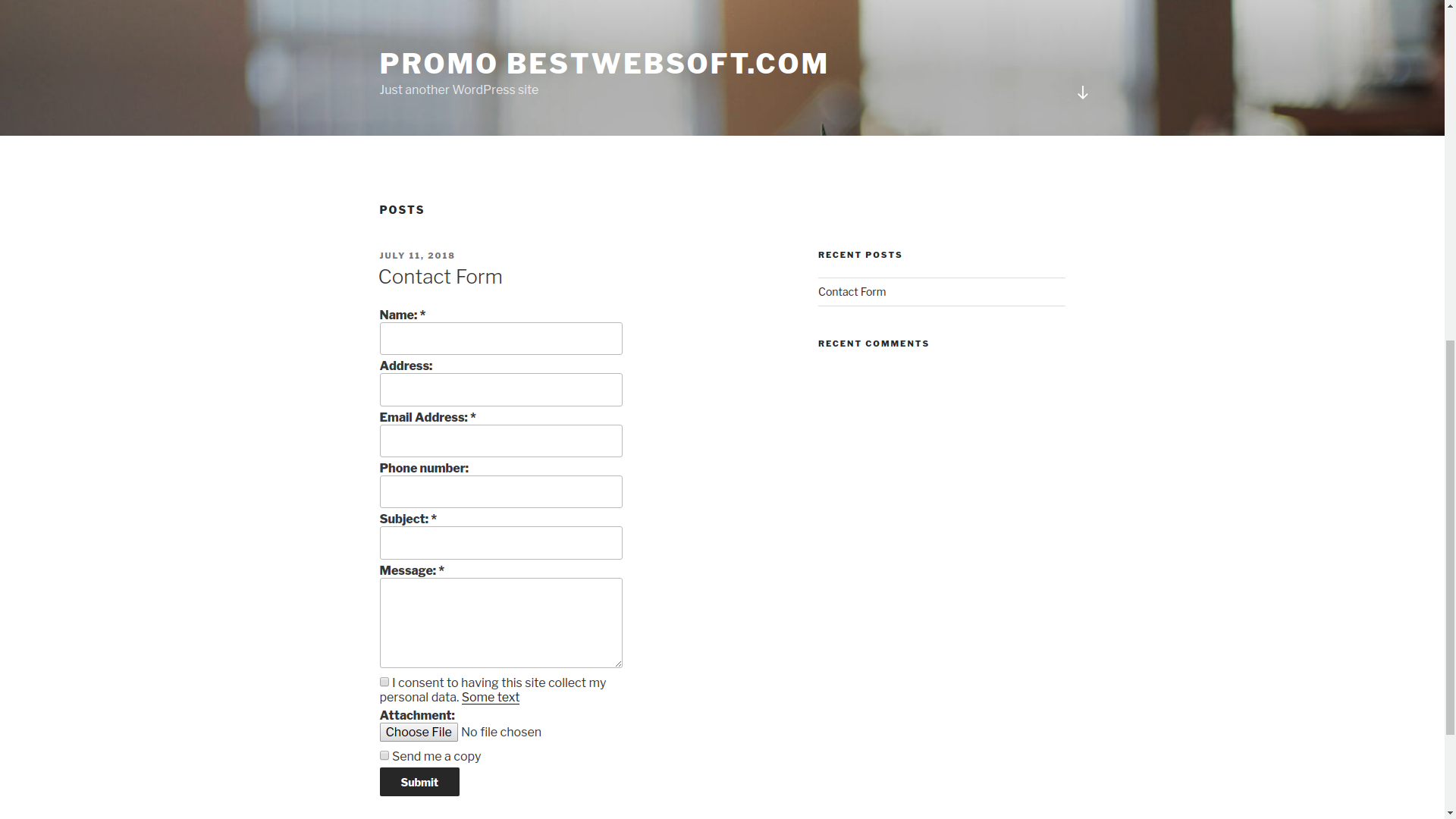 Contact Form displaying with additional fields.