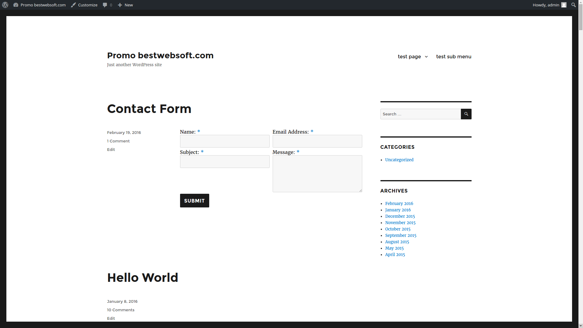 Contact Form displaying with 2 columns.