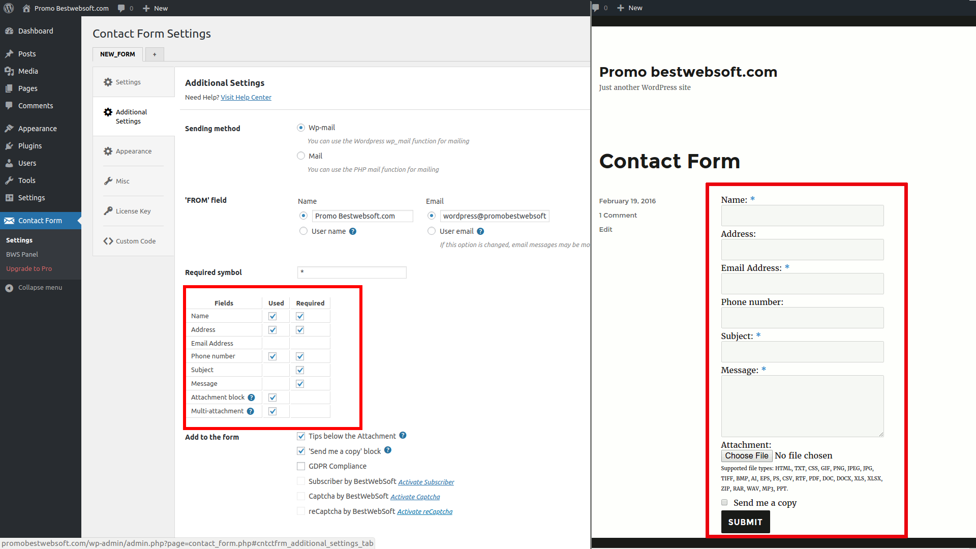 Add or remove additional fields easily and label any contact form fields you want.