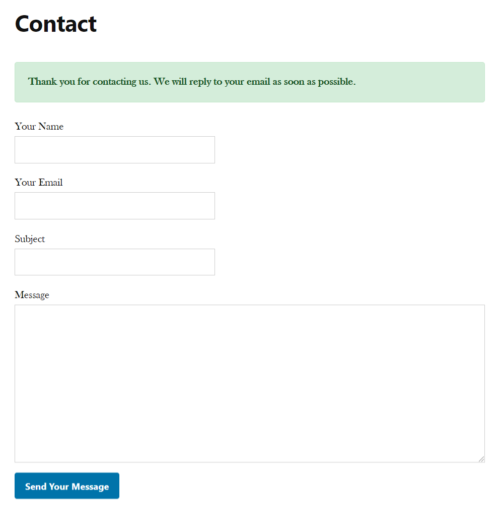 Contact Form with Success Message