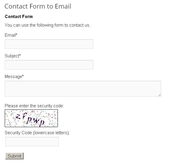 Inserting a contact form into a page