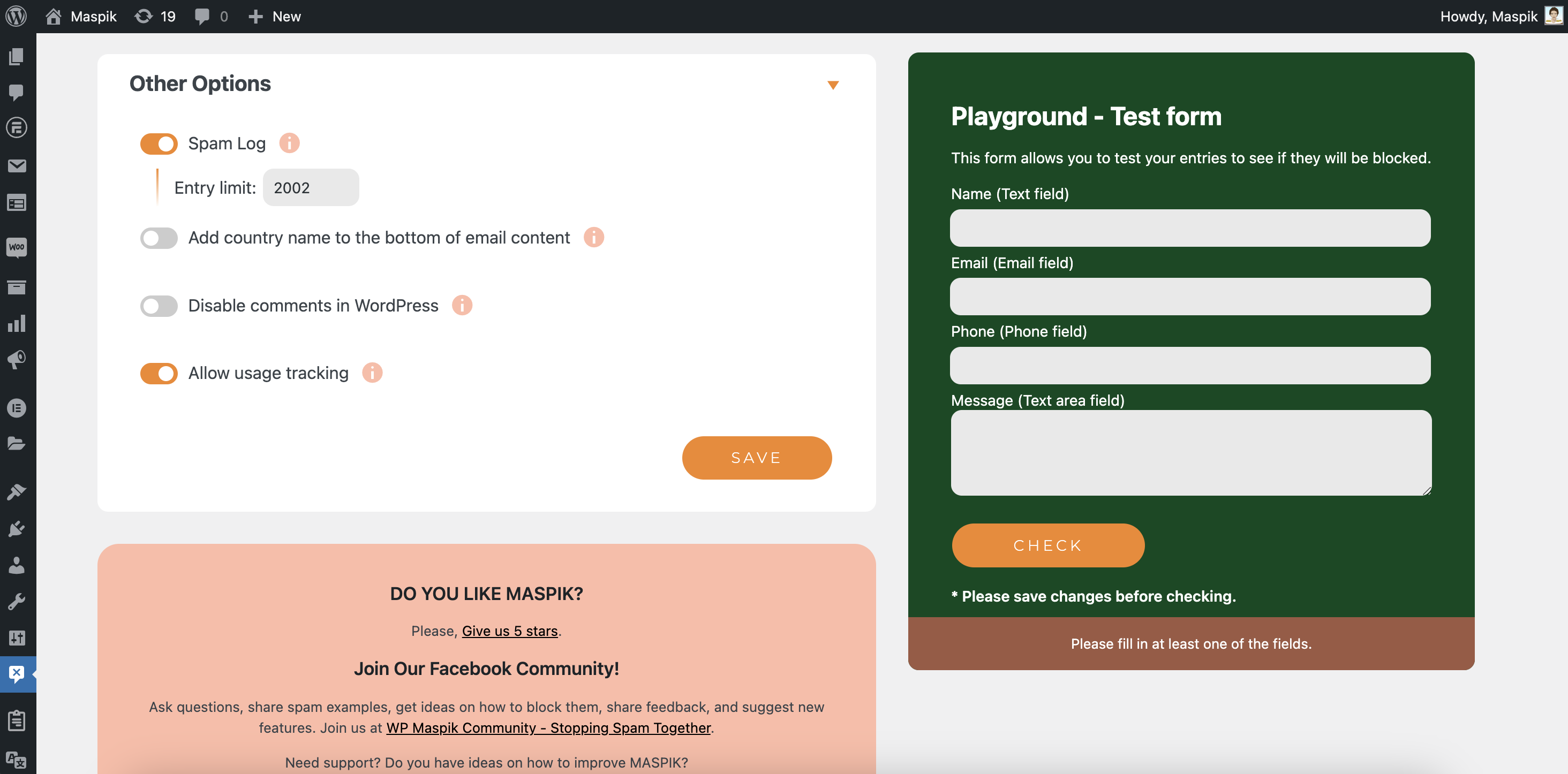 Maspik – Ultimate Spam Protection