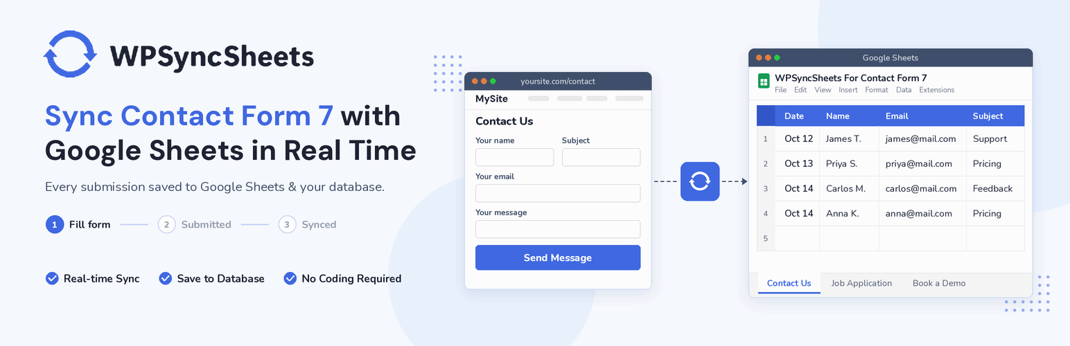 WPSyncSheets For Contact Form 7 – CF7 Google Sheets Connector & Save to Database preview