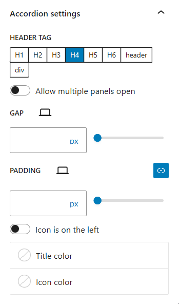 <p>Accordion layout settings</p>