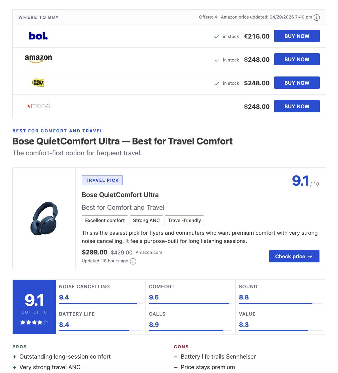 Egg Blocks demo — where to buy, product card, rating breakdown