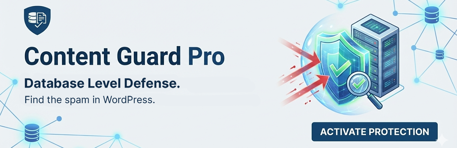 WordPress 外掛 Content Guard Pro – Database Malware Scanner & Spam Detector 的封面圖片。
