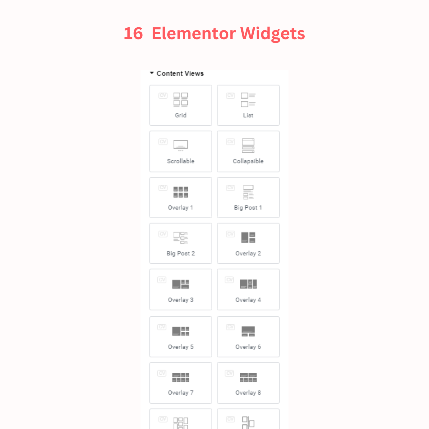16 widgets for the Elementor page builder