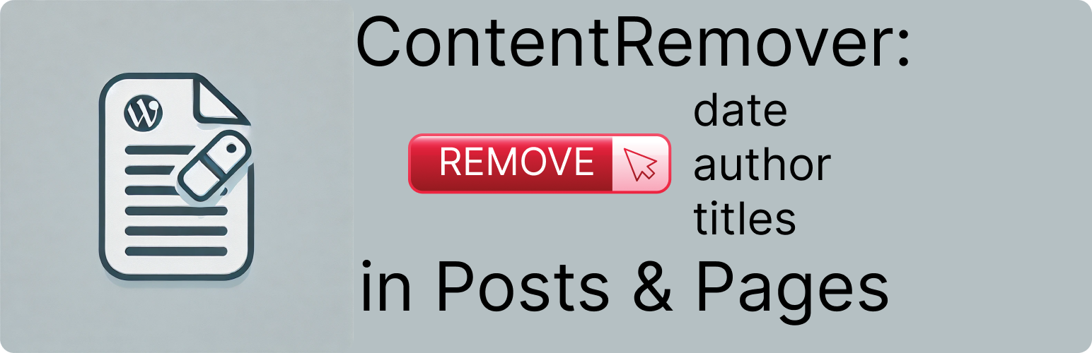 WordPress 外掛 ContentRemover – remover titles, dates, author 的封面圖片。