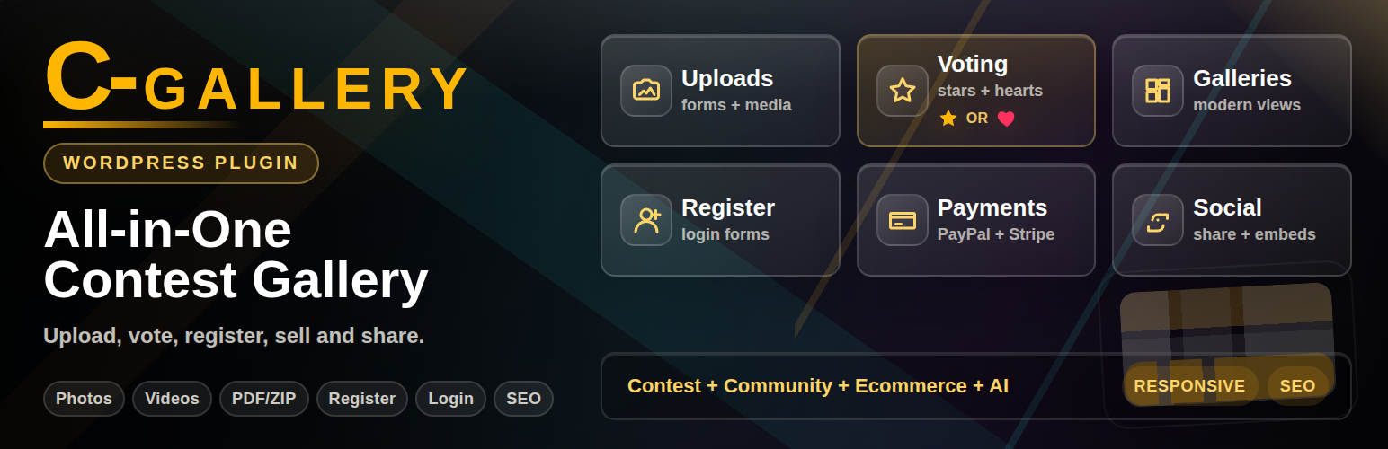 WordPress 外掛 Contest Gallery – Upload & Vote Photos, Media, Sell with PayPal & Stripe 的封面圖片