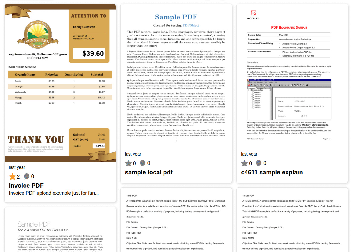 PDF gallery with generated previews, ratings and comments (PRO)
