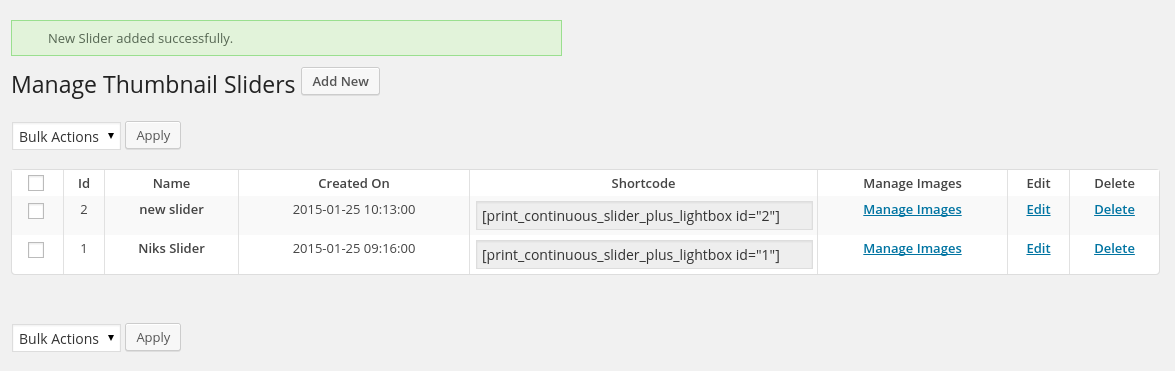 Pro version manage sliders.