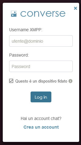 The chat login form