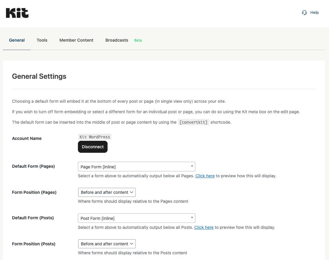 Gerencie o plugin do WordPress a partir de uma página de configurações simples no painel de administração do WordPress