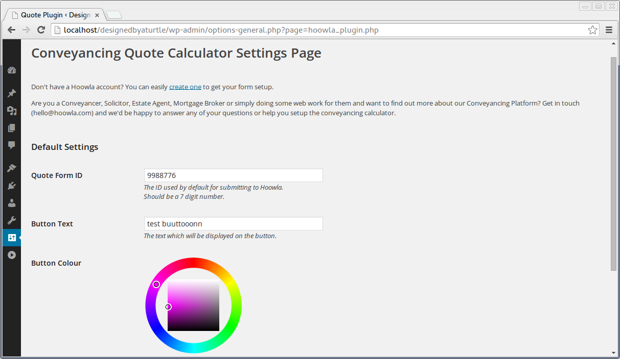 Settings Panel.