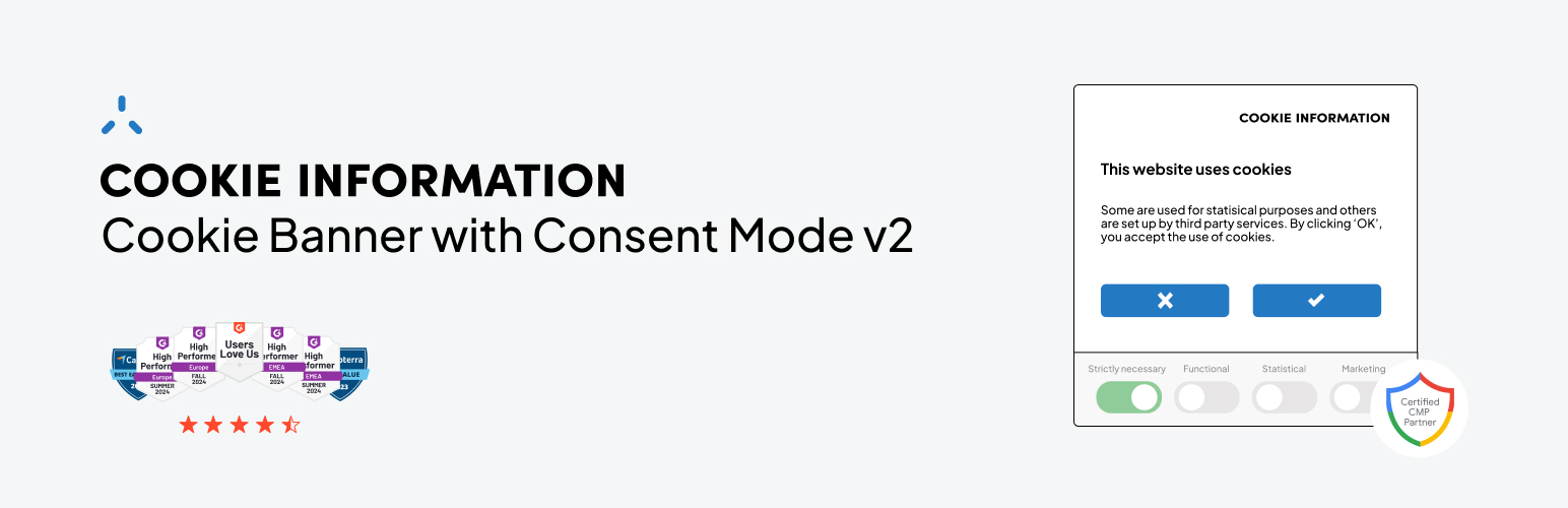 WordPress 外掛 Cookie Information – Cookie Banner with Consent Mode v2 的封面圖片。