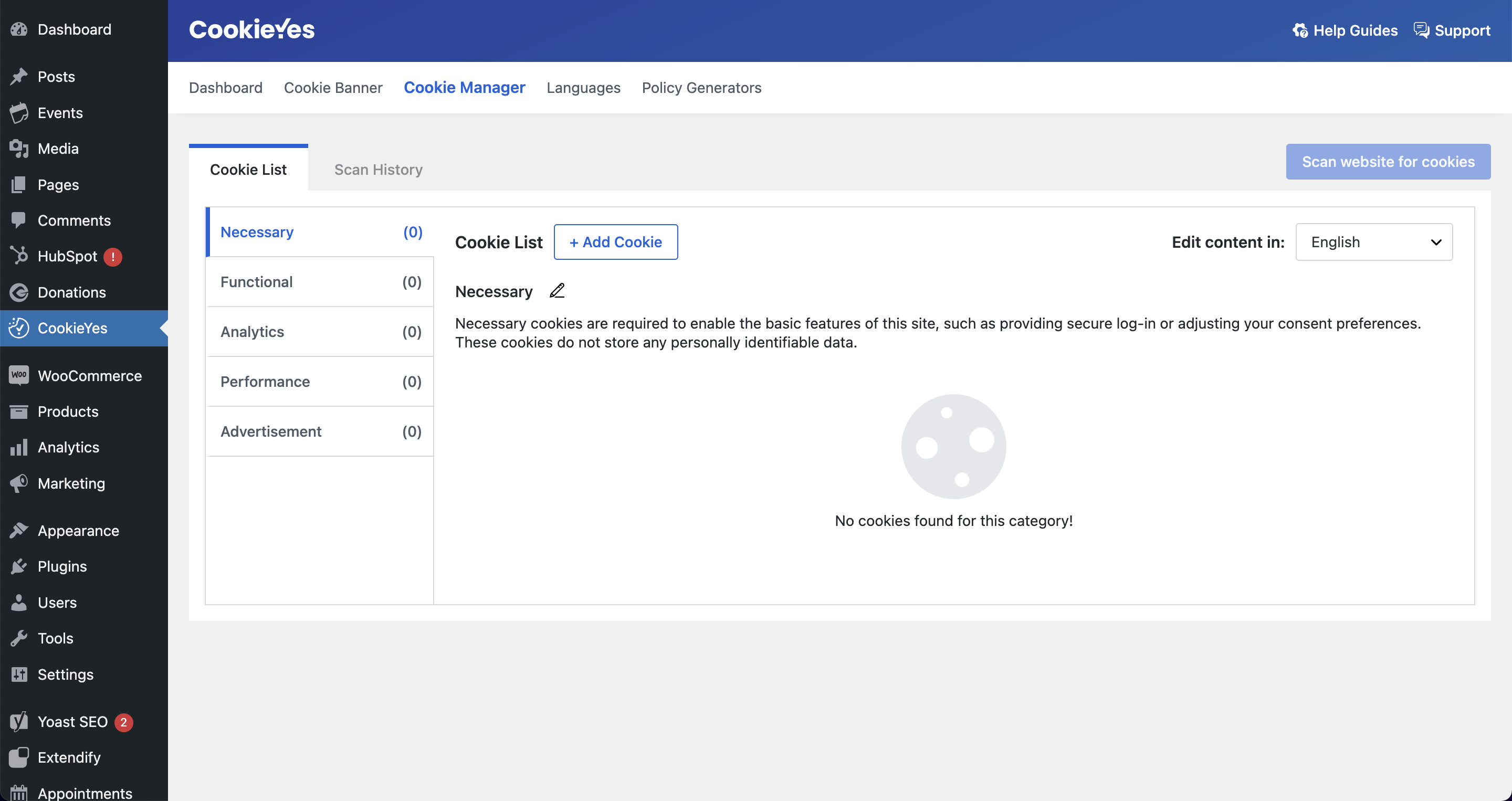 Manage cookies for cookie compliance