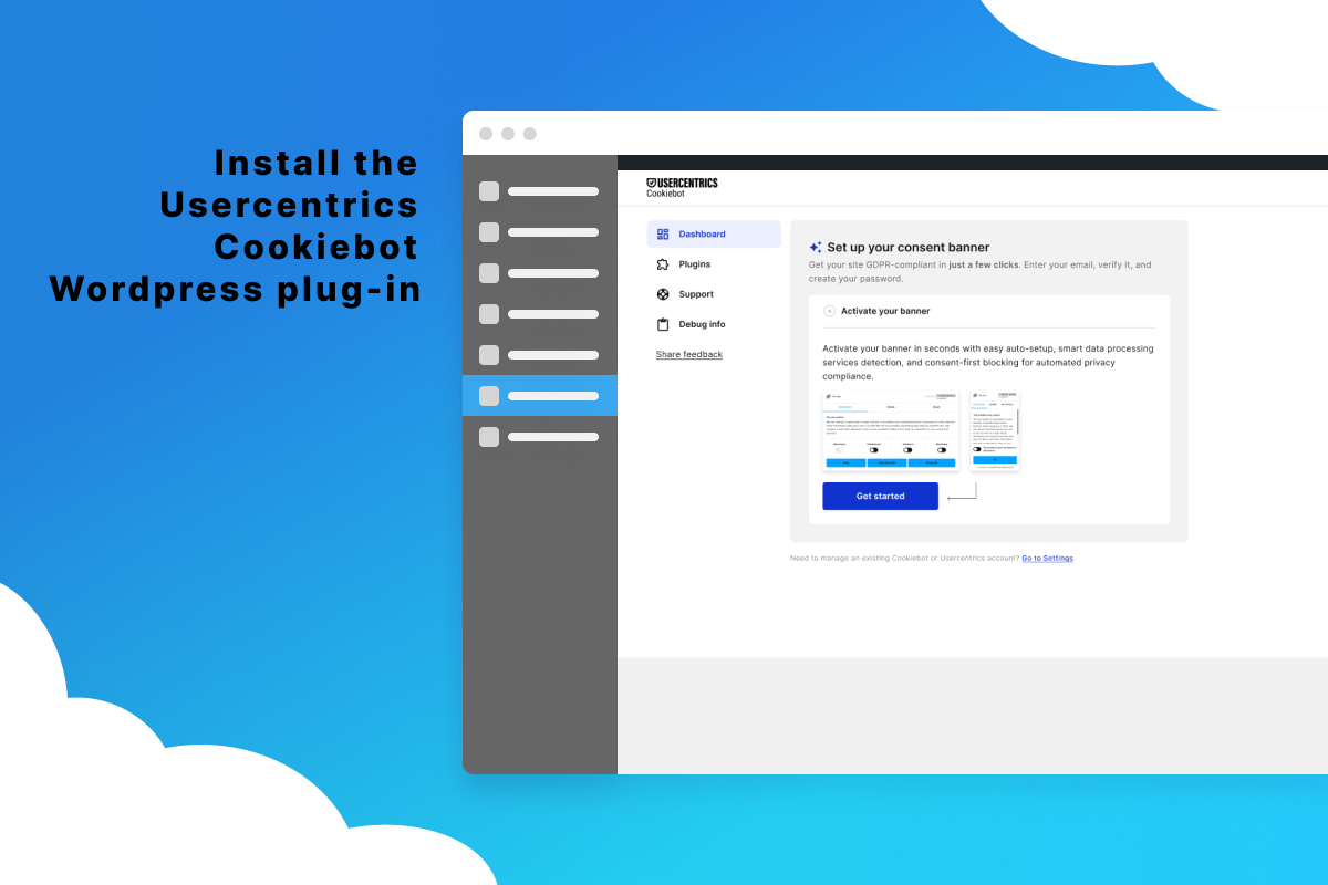 Install the Usercentrics Cookiebot Wordpress plug-in
