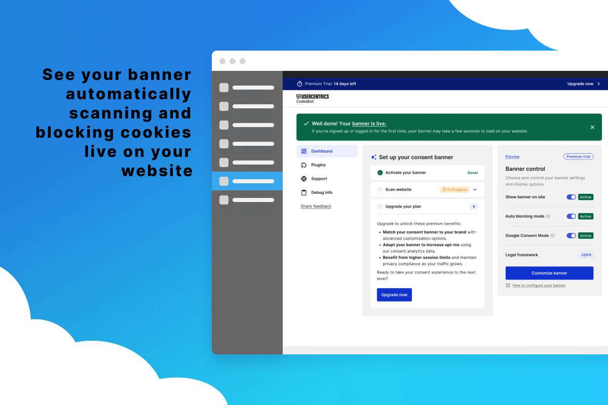 See your banner automatically scanning and blocking cookies live on your website