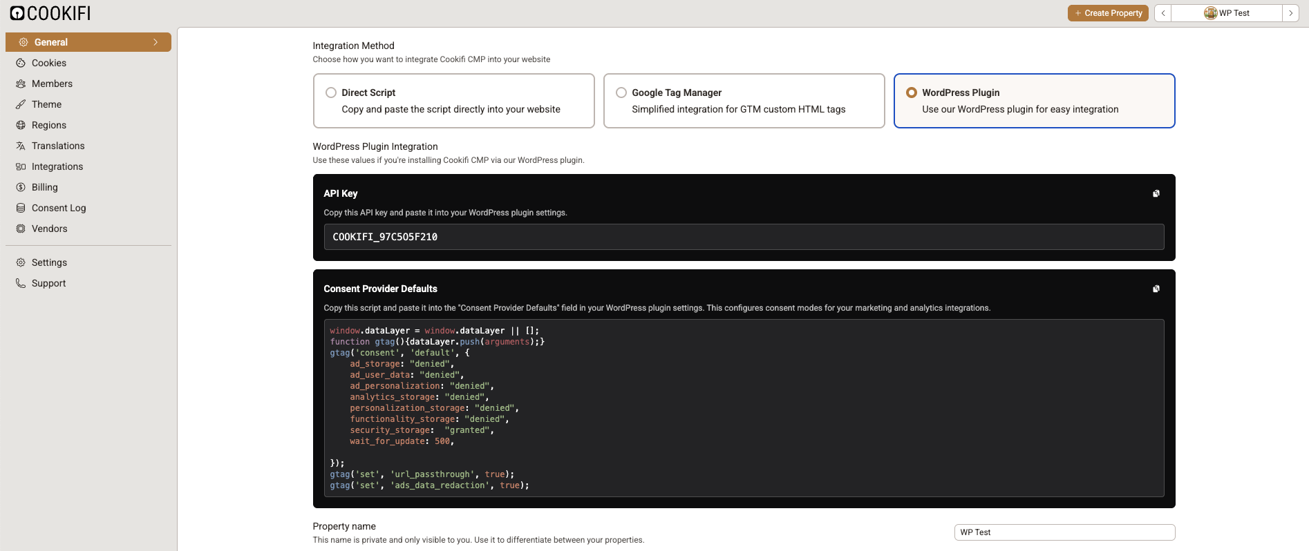 Plugin settings page - Easy configuration interface