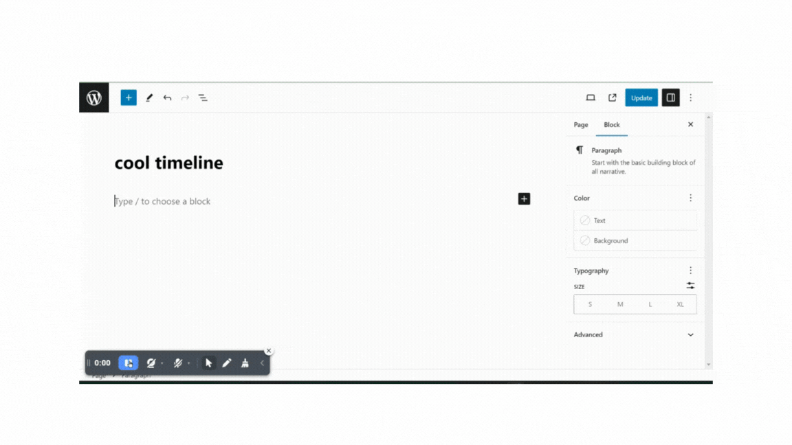 Timeline Block for Gutenberg preview.