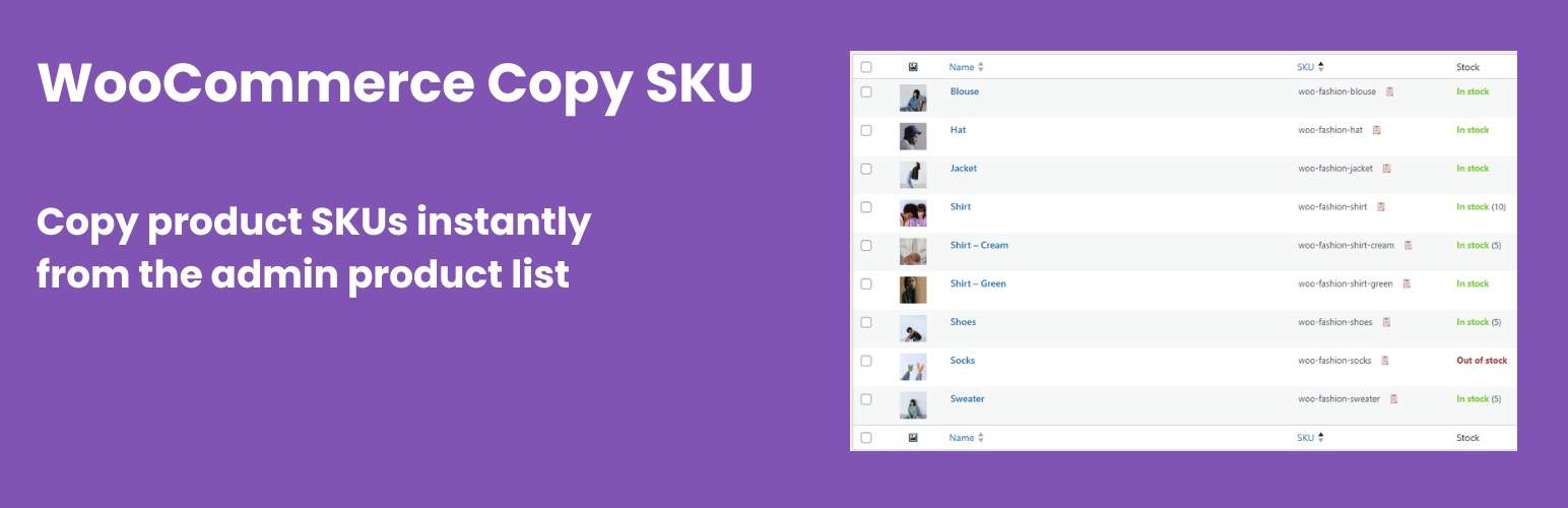 Copy SKU for WooCommerce